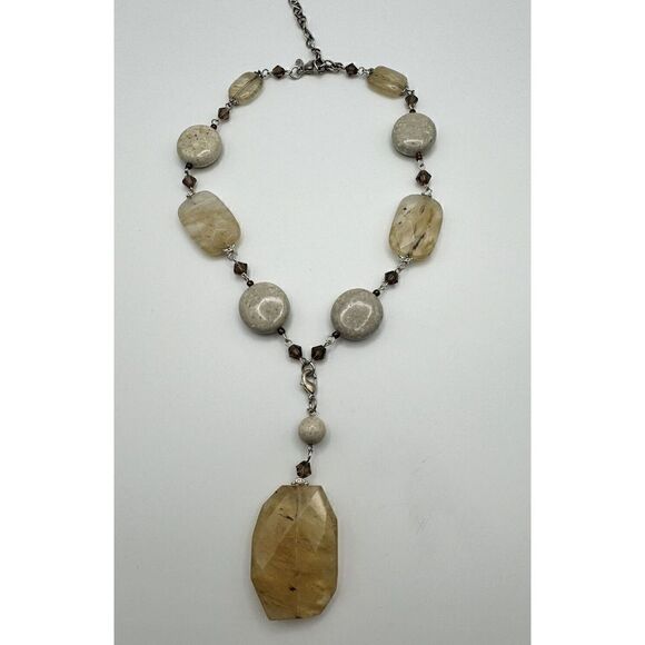Premier Designs Sand Dune Retired Boho Necklace Natural Stones Removable Pendant - Picture 4 of 7
